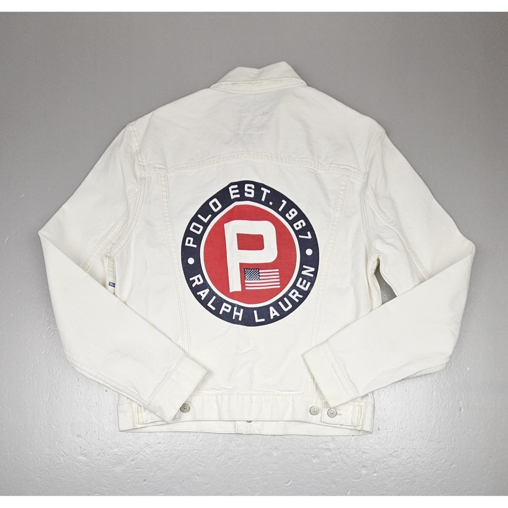 Polo Ralph Lauren Denim Jacket Mens Med. Circle P Patch Yacht Club Challenge.